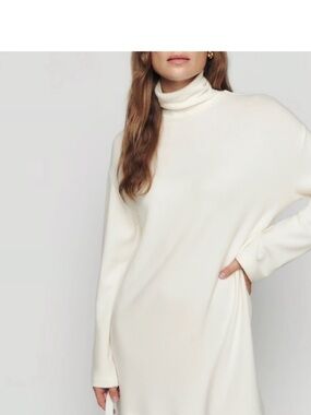 Reformation Aspen Mini Dres- Knit Turtleneck Sweater Dress - Women Size S NWT